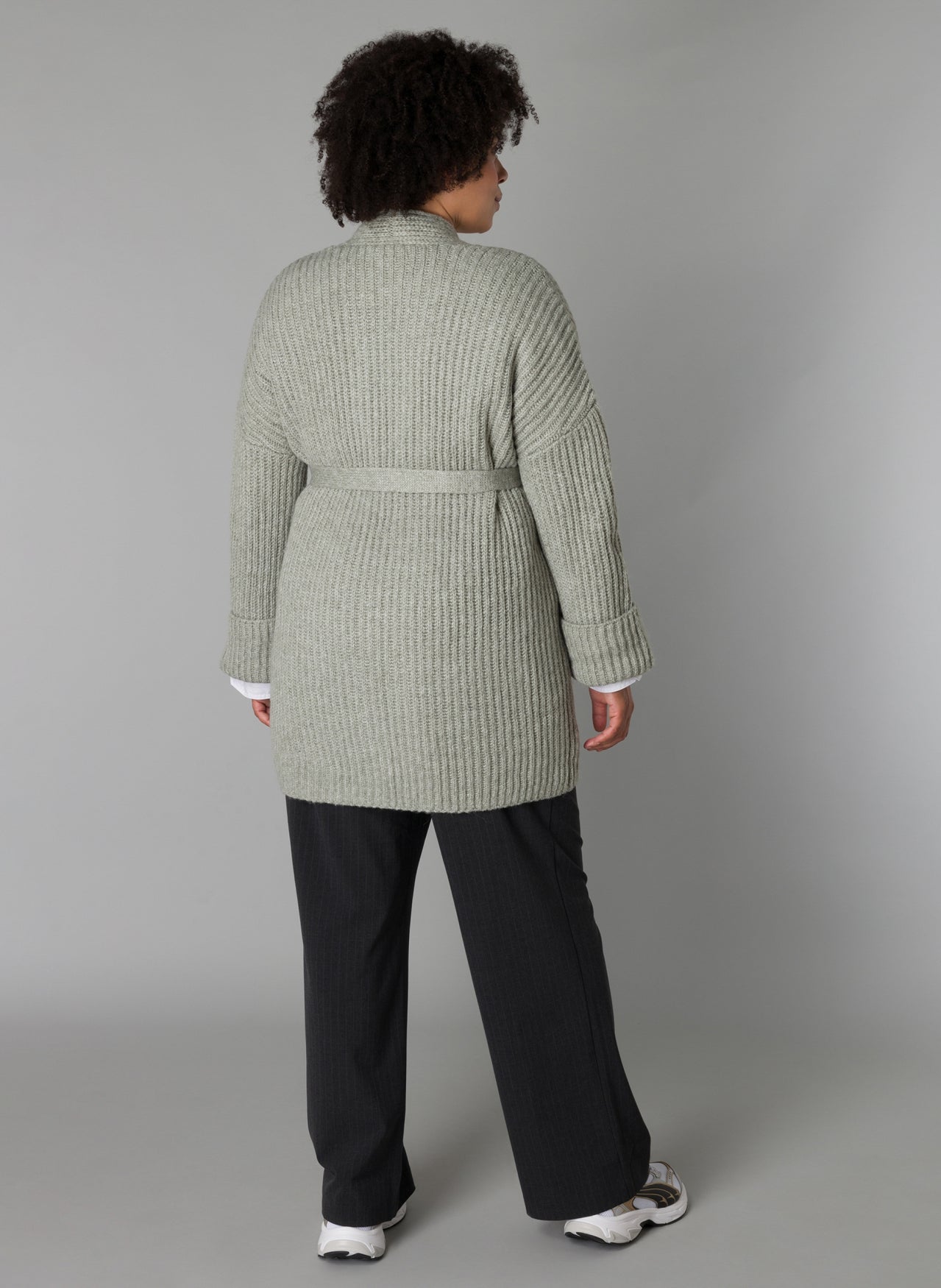 Yesta Strickjacke petrol oder lindgrün mit Bindegürtel 44 46 48 50 52 54 56 58