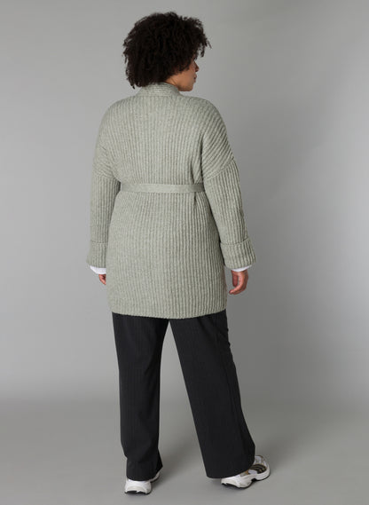 Yesta Strickjacke petrol oder lindgrün mit Bindegürtel 44 46 48 50 52 54 56 58