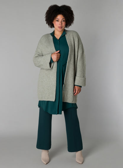 Yesta Strickjacke petrol oder lindgrün mit Bindegürtel 44 46 48 50 52 54 56 58