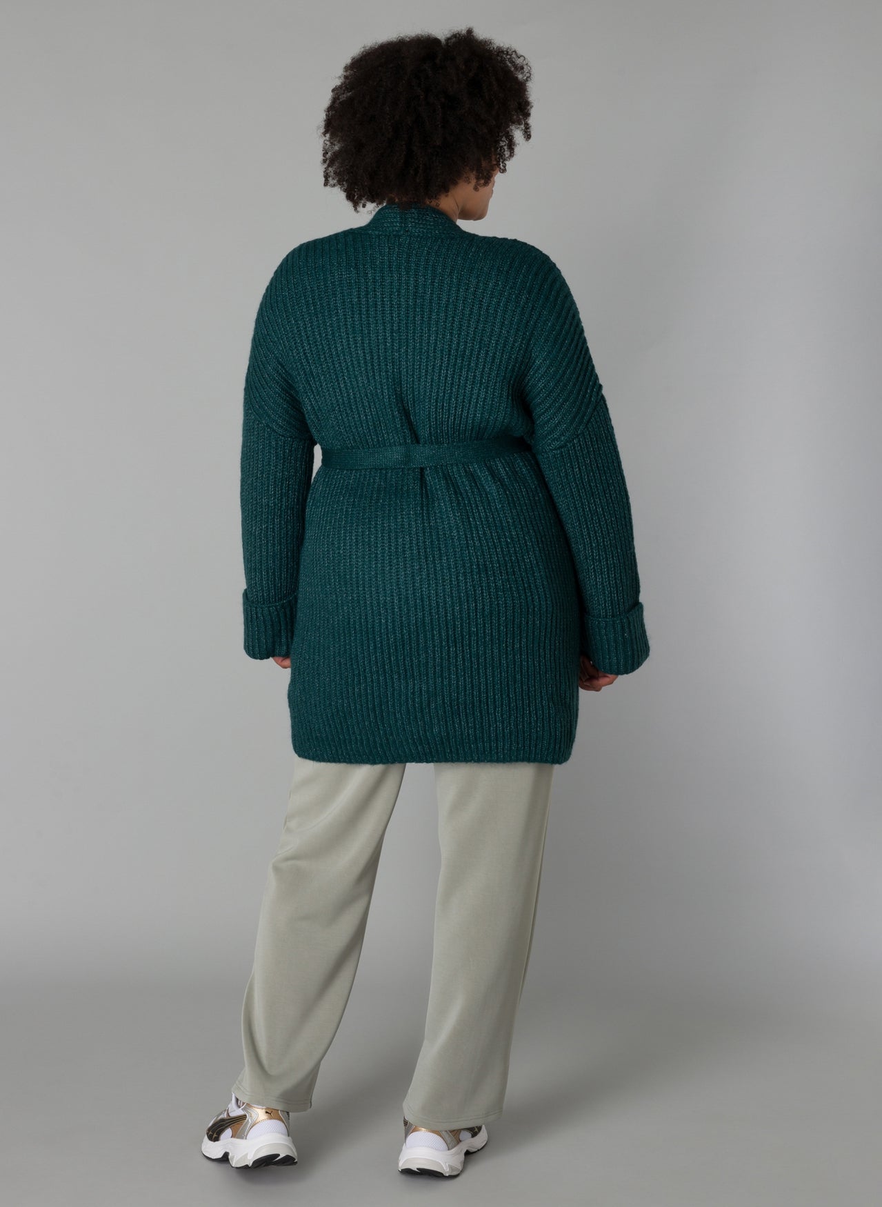 Yesta Strickjacke petrol oder lindgrün mit Bindegürtel 44 46 48 50 52 54 56 58