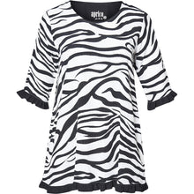 Lade das Bild in den Galerie-Viewer, Aprico Shirt Zebra schwarz weiß Rüschen 42/44 - 58/60
