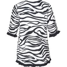 Lade das Bild in den Galerie-Viewer, Aprico Shirt Zebra schwarz weiß Rüschen 42/44 - 58/60
