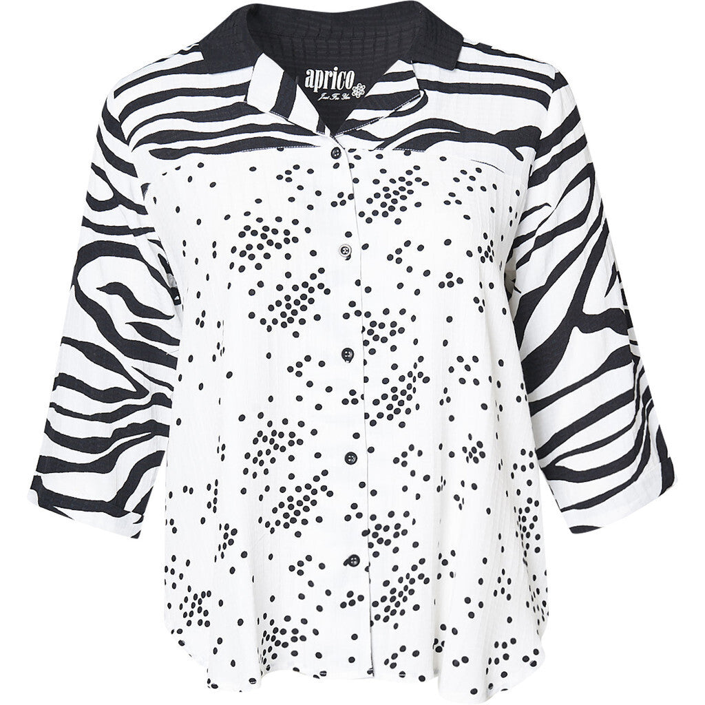 Aprico Bluse Schwarz Weiß Punkte Zebra 42 44 46 48 50 52 54 56 58 60