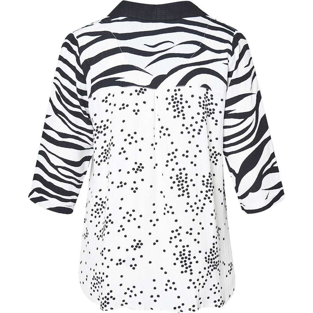 Aprico Bluse Schwarz Weiß Punkte Zebra 42 44 46 48 50 52 54 56 58 60