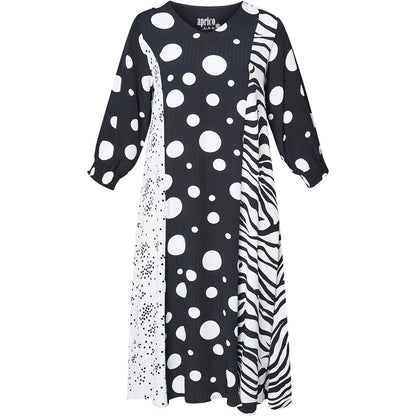 Aprico Kleid Schwarz Weiß Zebra Druck mit Punkte 42 44 46 48 50 52 54 56 58 60