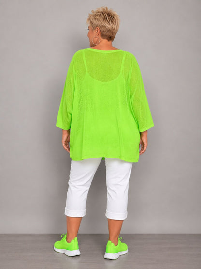AKH Fashion Oversize Feinstrick-Shirt Neon – Einheitsgröße 44–62, Neongrün / Neonpink / Neongelb / Schwarz / Weiß