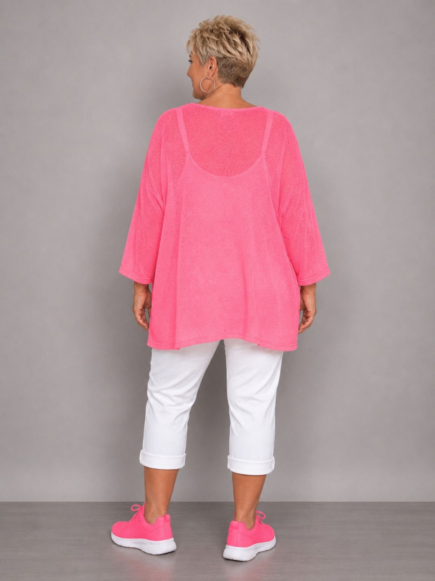 AKH Fashion Oversize Feinstrick-Shirt Neon – Einheitsgröße 44–62, Neongrün / Neonpink / Neongelb / Schwarz / Weiß