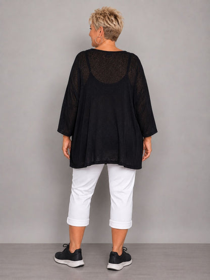 AKH Fashion Oversize Feinstrick-Shirt Neon – Einheitsgröße 44–62, Neongrün / Neonpink / Neongelb / Schwarz / Weiß
