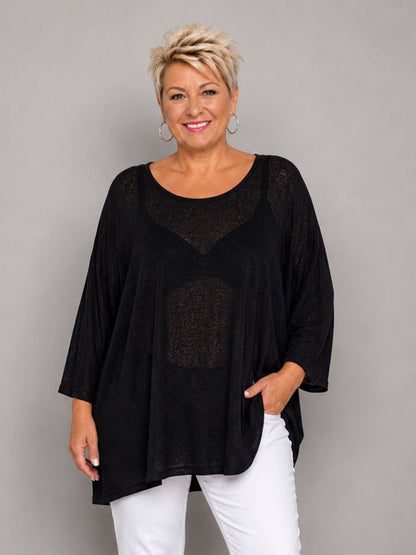 AKH Fashion Oversize Feinstrick-Shirt Neon – Einheitsgröße 44–62, Neongrün / Neonpink / Neongelb / Schwarz / Weiß