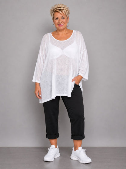 AKH Fashion Oversize Feinstrick-Shirt Neon – Einheitsgröße 44–62, Neongrün / Neonpink / Neongelb / Schwarz / Weiß