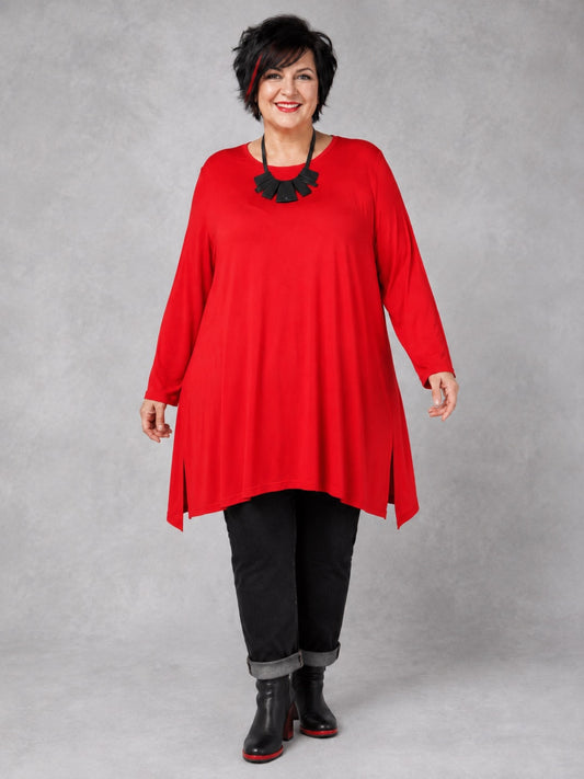 AKH Fashion Basic Shirt Viskose Langarm Oversize – Einheitsgröße 48–58, viele Farben