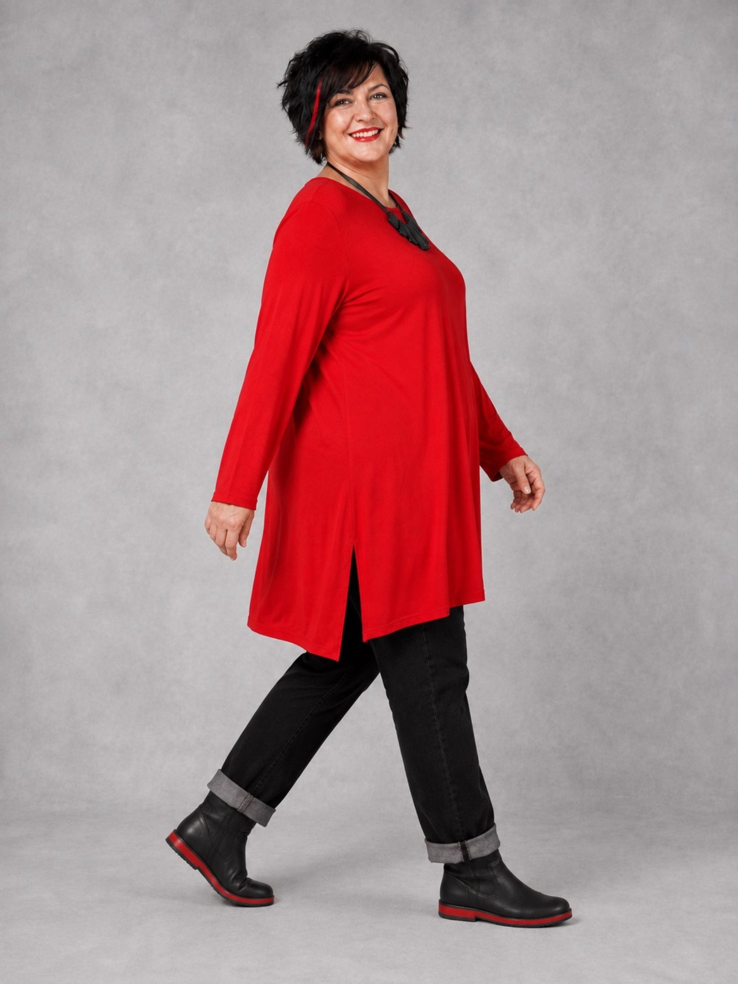 AKH Fashion Basic Shirt Viskose Langarm Oversize – Einheitsgröße 48–58, viele Farben