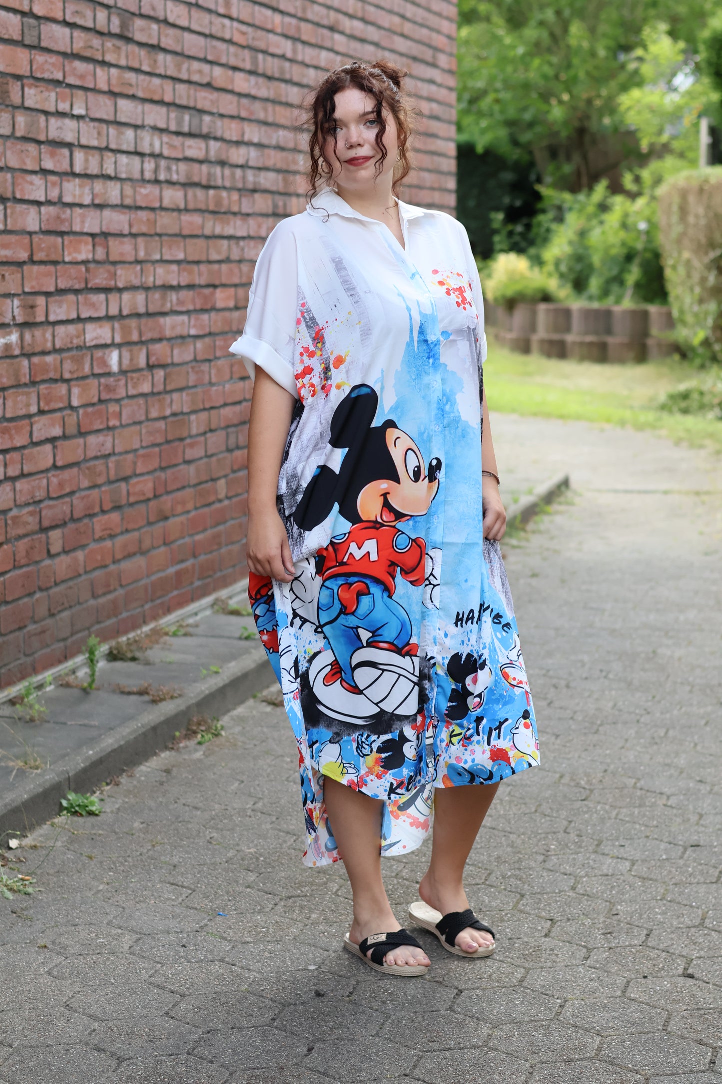 Mix Mirage Oversize Hemdblusenkleid "Comic Love" mit buntem Print 40 42 44 46 48 50 52