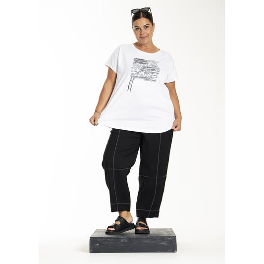 Gozzip Oversize Shirt mit Print – schwarz oder weiß – Plus Size Damenmode 42 44 46 48 50 52 54 56