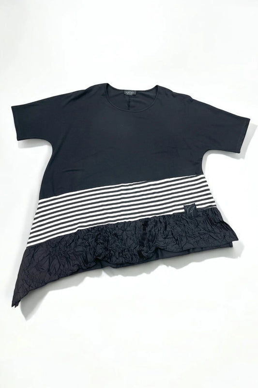 Oversize-Tunika von Vincenzo Allocca schwarz crash gestreift Gr 40 - 58