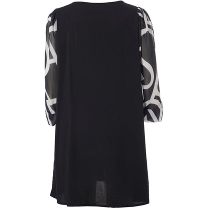 Studio Tunika Shirt schwarz mit Chiffonärmel 42 44 46 48 50 52 54 56