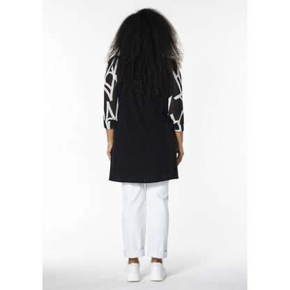 Studio Tunika Shirt schwarz mit Chiffonärmel 42 44 46 48 50 52 54 56