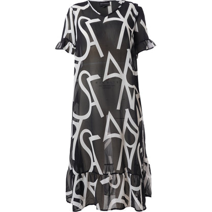Studio Kleid Chiffon Überwurf schwarz weiß 42 44 46 48 50 52 54 56