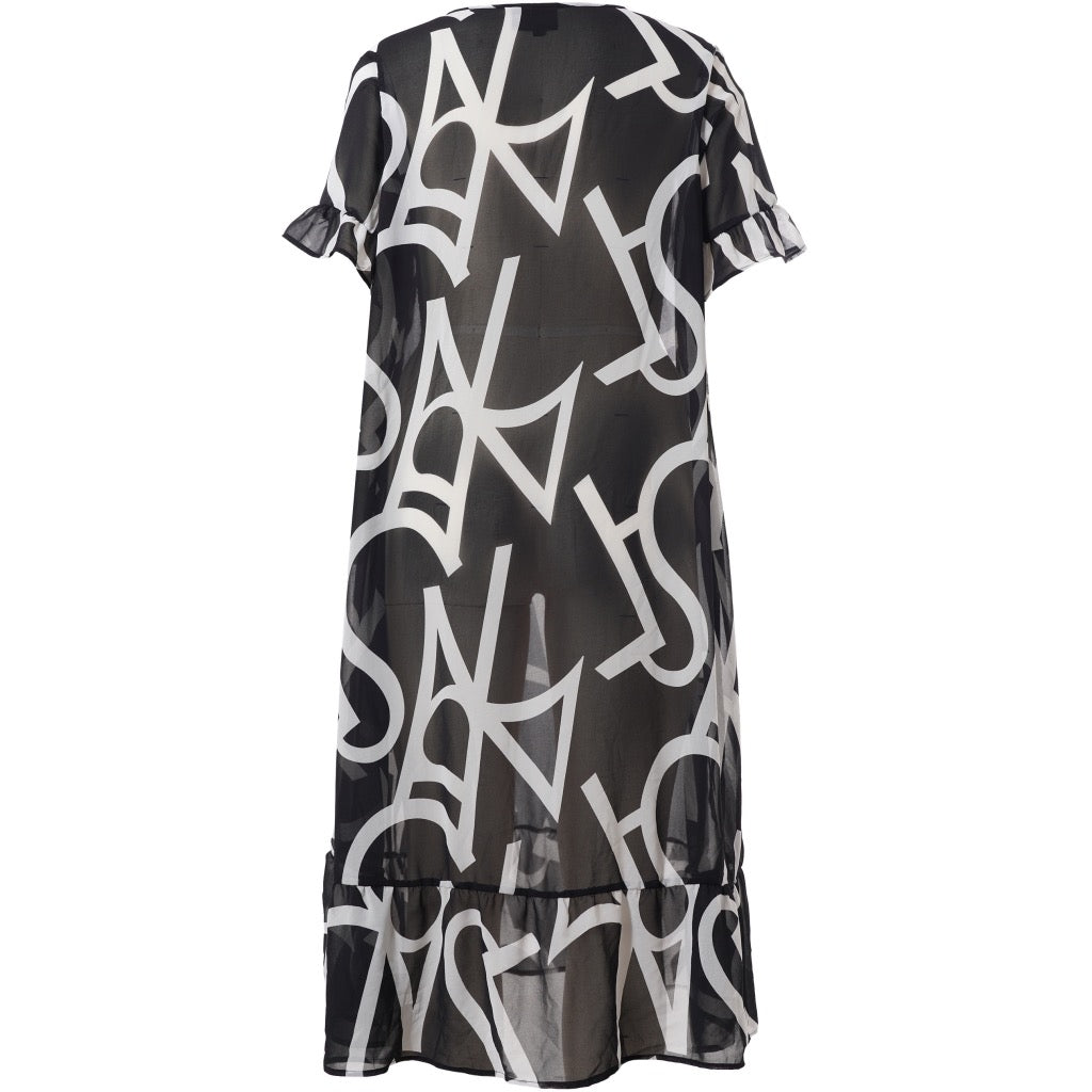 Studio Kleid Chiffon Überwurf schwarz weiß 42 44 46 48 50 52 54 56