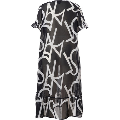 Studio Kleid Chiffon Überwurf schwarz weiß 42 44 46 48 50 52 54 56
