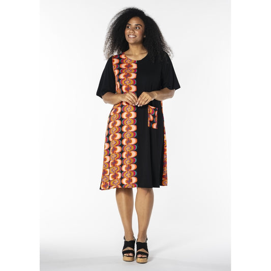 Studio Kleid schwarz mit bunten Einsätzen 42 44 46 48 50 52 54 56
