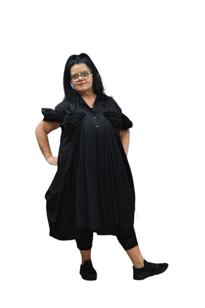 H4 Blusenkleid Tüll schwarz Gr 1 - 3