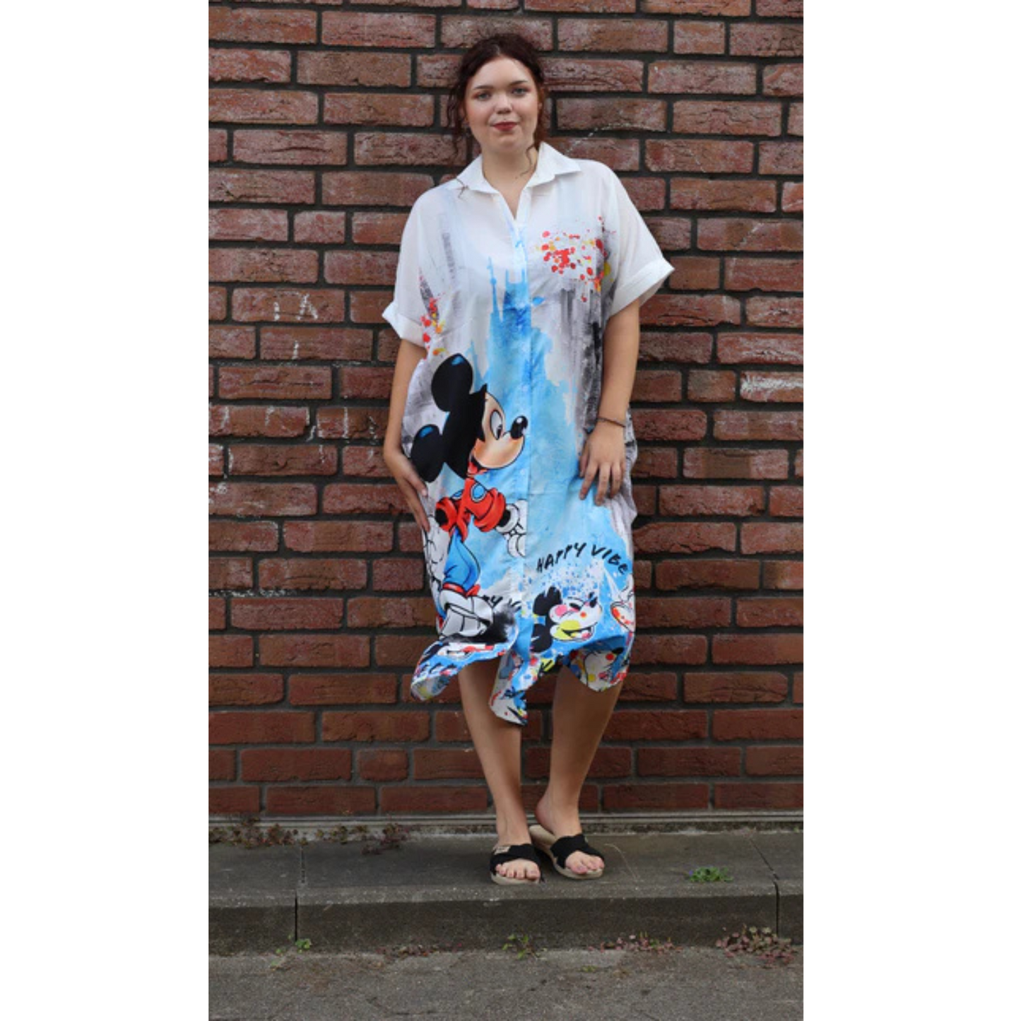 Mix Mirage Oversize Hemdblusenkleid "Comic Love" mit buntem Print 40 42 44 46 48 50 52