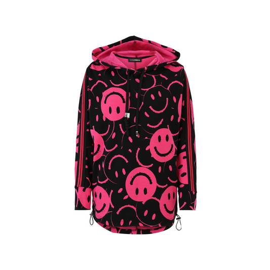 Doris Streich Hoodie „Smiley Vibes“ – Pink/Schwarz 44 46 48 50 52 54 56