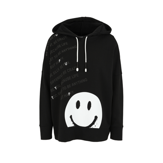 Doris Streich Hoodie mit Smiley & Statement-Print – oversize 44 46 48 50 52 54 56