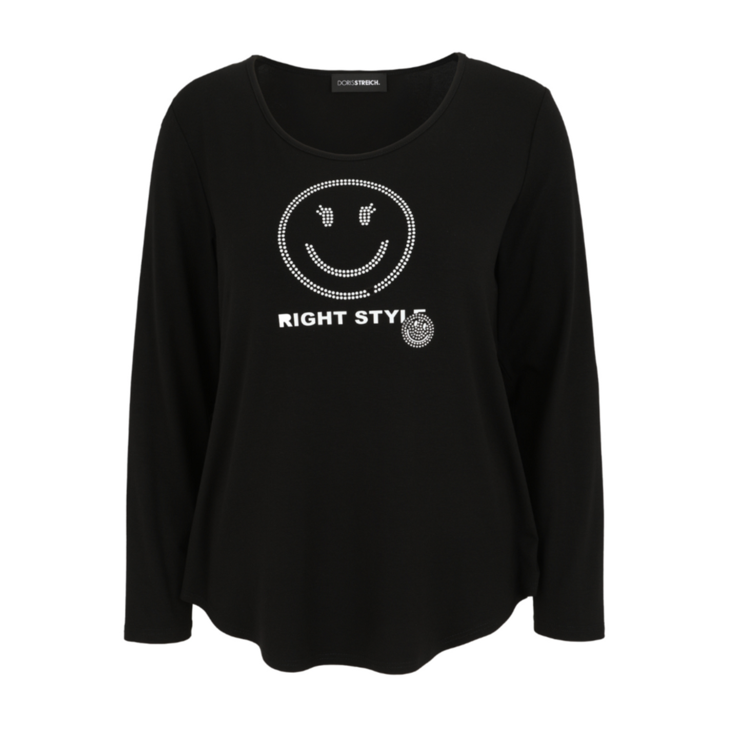 Smiley-Shirt "Right Style" mit Strass – Doris Streich 44 46 48 50 52 54 56