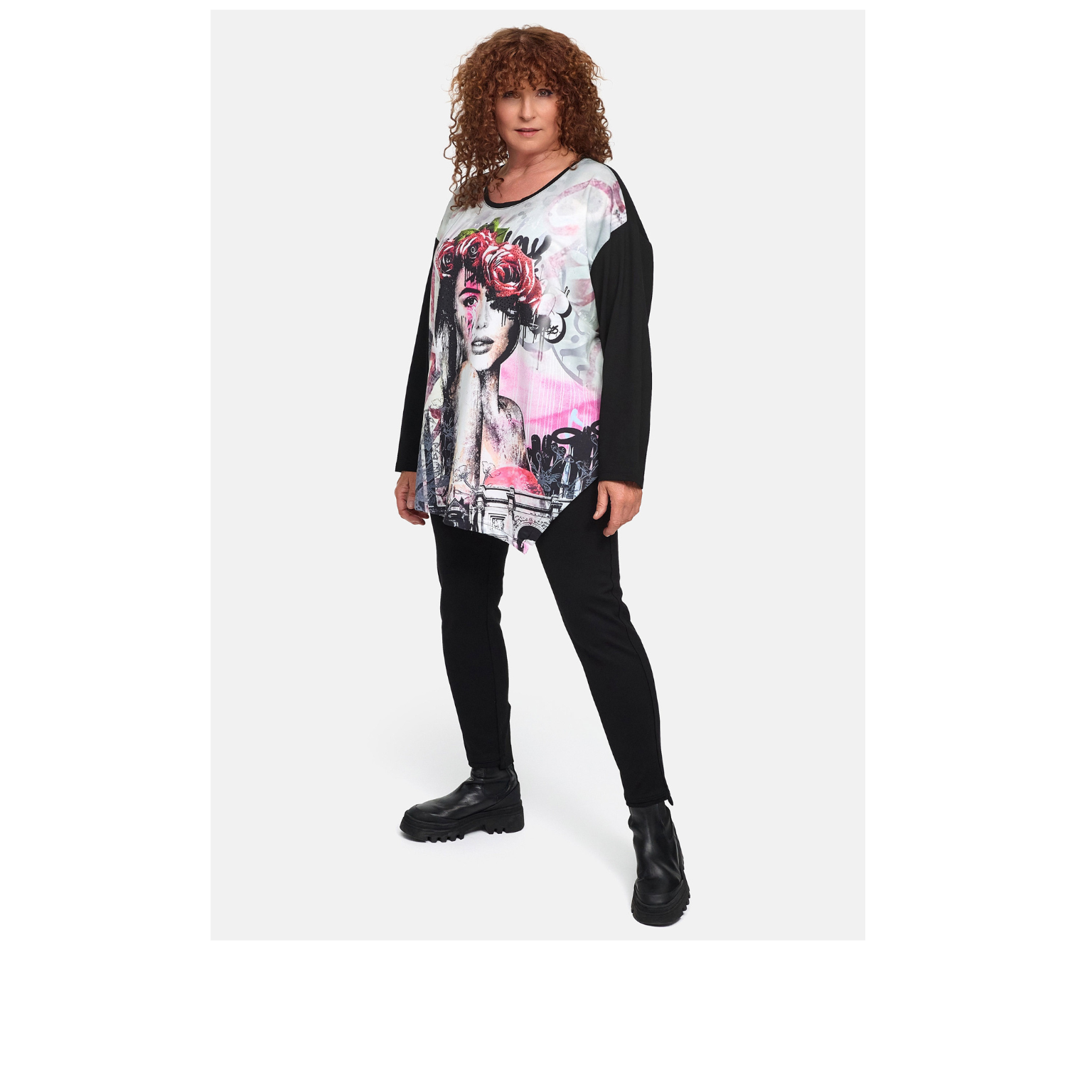Frenzi4u Longshirt Rose Portrait Print große Größen – Nickis XXL Fashion – Ansicht 2