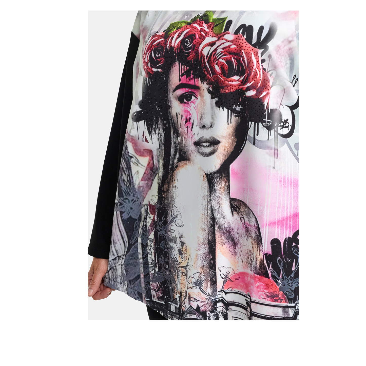 Frenzi4u Longshirt Rose Portrait Print große Größen – Nickis XXL Fashion – Ansicht 5
