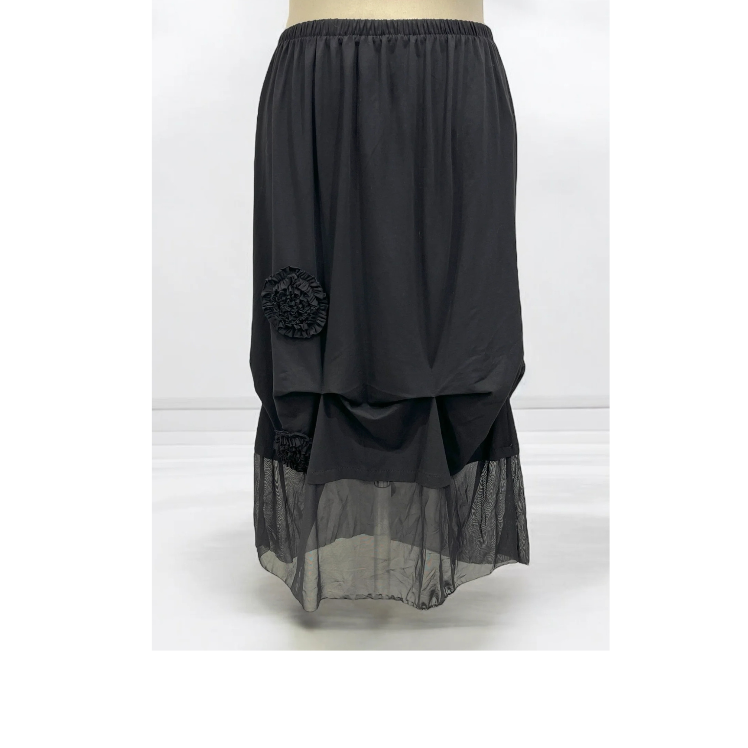 Vincenzo Allocca Jersey-Rock Schwarz Mesh Blüten große Größen – Nickis XXL Fashion