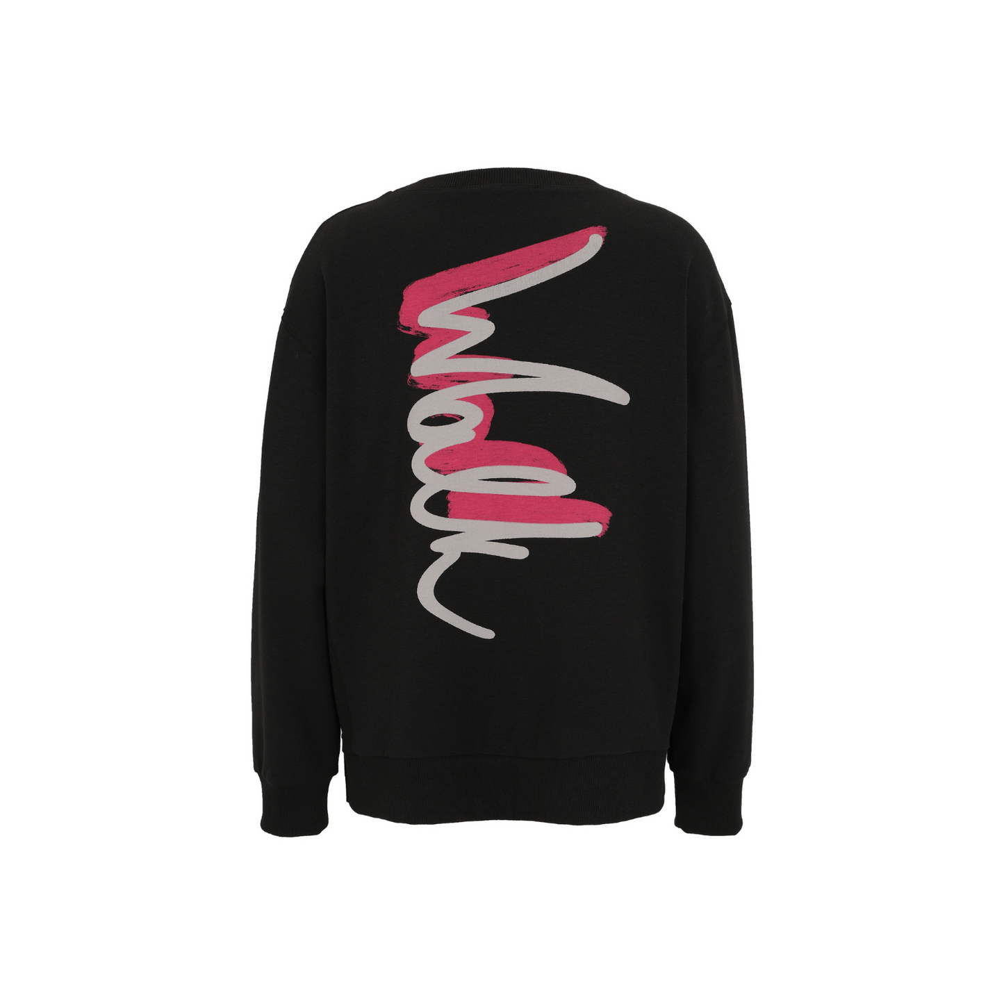Statement-Sweatshirt "Walk the Path" in Schwarz mit Pink-Grauem Print – Doris Streich 44 46 48 50 52 54 56