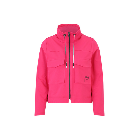 Doris Streich Sweatjacke „DON’T CUT“ – Pinker Statement-Look mit Taschen Gr 44 46 48 52 54 56