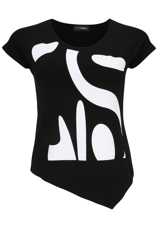 Doris Streich Shirt, Schwarz Weiß kurzarm Gr 44-56