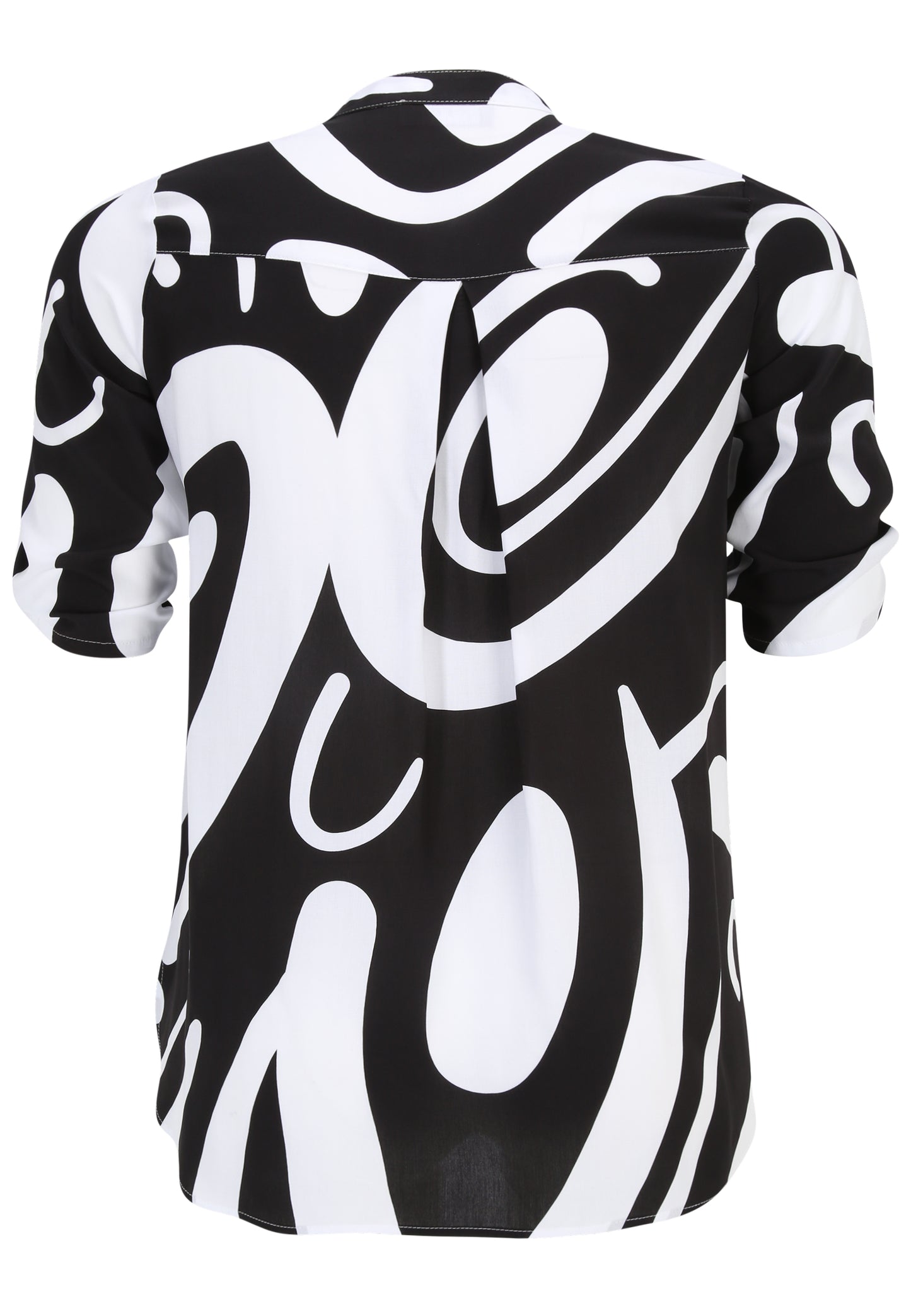 Doris Streich Schlupfbluse Grafik-Print Schwarz Weiß große Größen – Nickis XXL Fashion – Ansicht 2