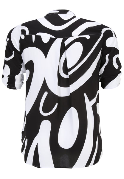Doris Streich Schlupfbluse Grafik-Print Schwarz Weiß große Größen – Nickis XXL Fashion – Ansicht 2