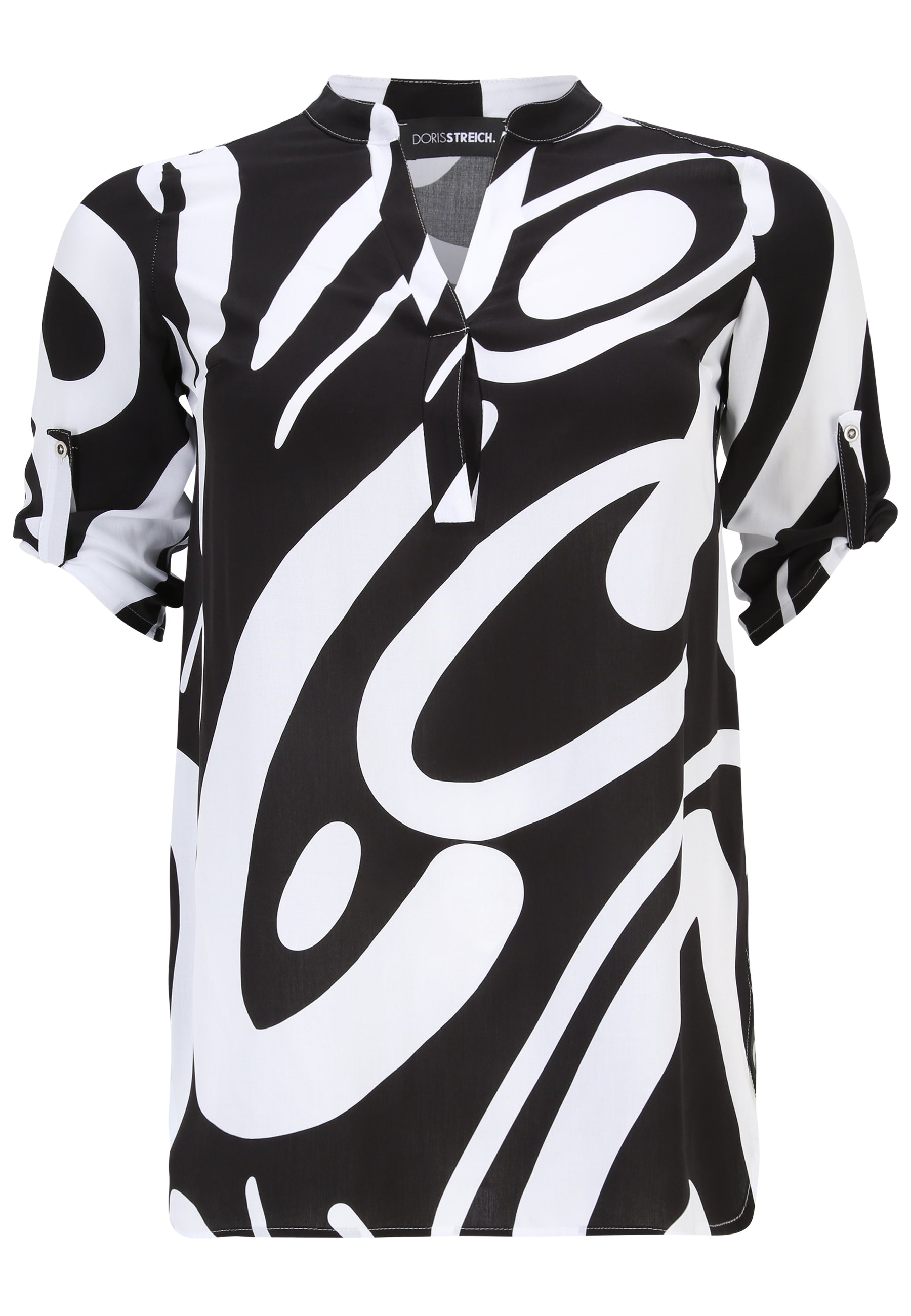 Doris Streich Schlupfbluse Grafik-Print Schwarz Weiß große Größen – Nickis XXL Fashion