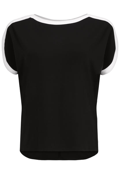 Doris Streich Long-Shirt mit kurzarm und Kontrastblenden 44 46 48 50 52 54 56