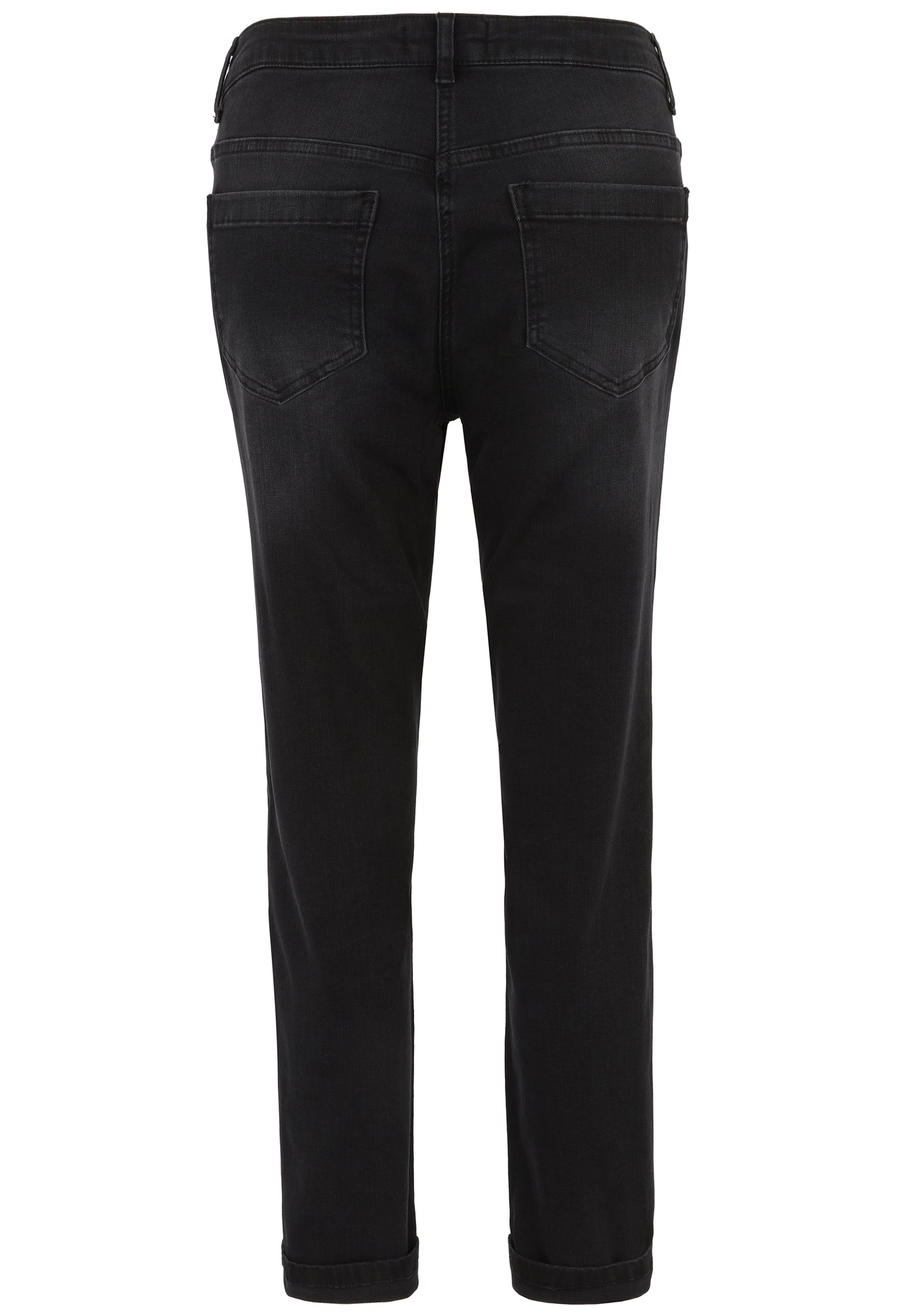 Doris Streich 5-Pocket Jeans Hose schwarz mit Strass-Steinchen und Fransen Gr. 44 46 48 50 52 54 56