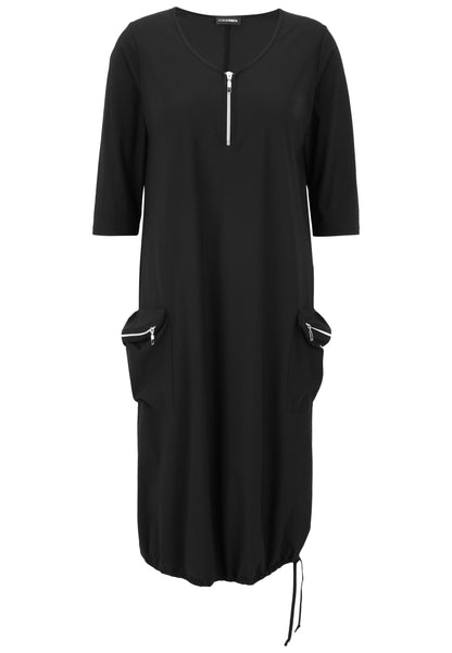 Doris Streich Kleid schwarz mit dekorativen Reißverschlüssen 44 46 48 50 52 54 56