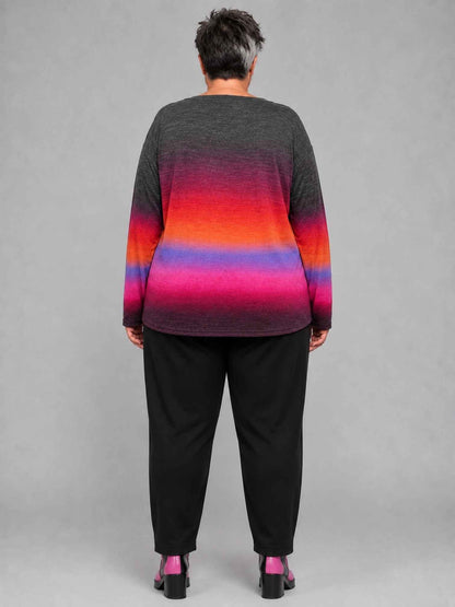 Doris Streich Shirt Feinstrick mit Farbverlauf Pink-Orange – Bunt Gr. 44–56
