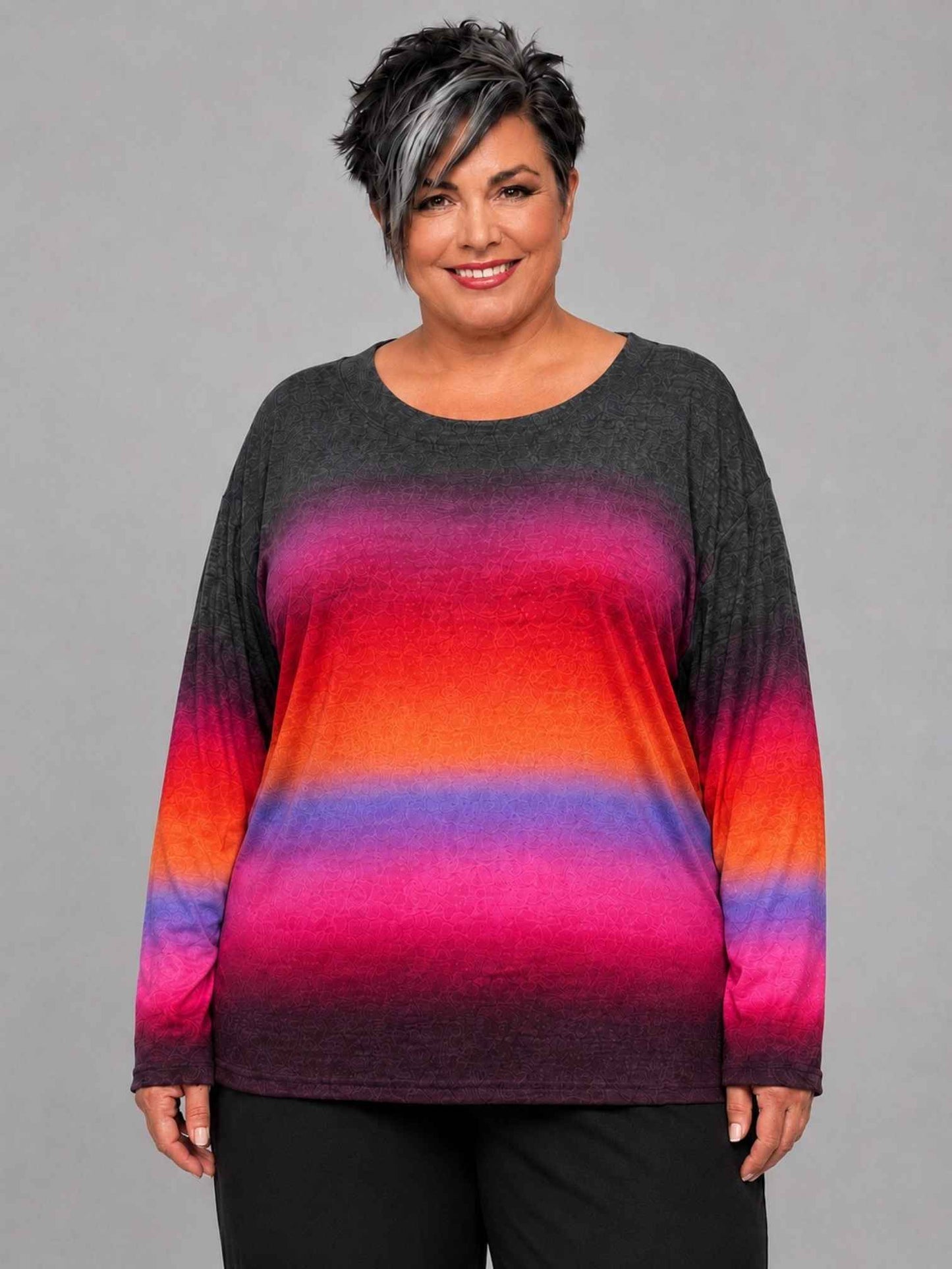 Doris Streich Shirt Feinstrick mit Farbverlauf Pink-Orange – Bunt Gr. 44–56