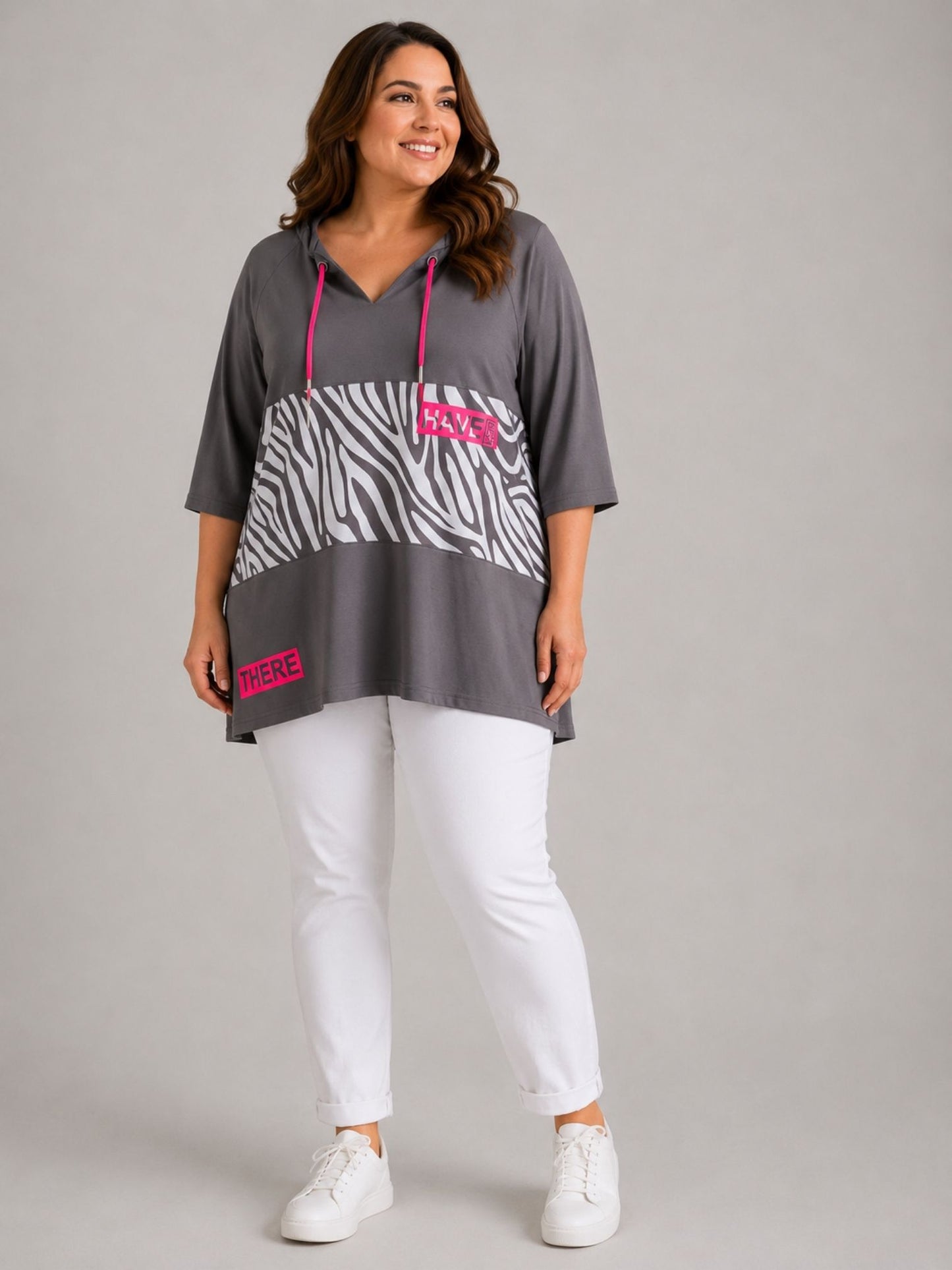 Doris Streich Shirt Zebra-Print mit Neon-Akzenten, große Größen