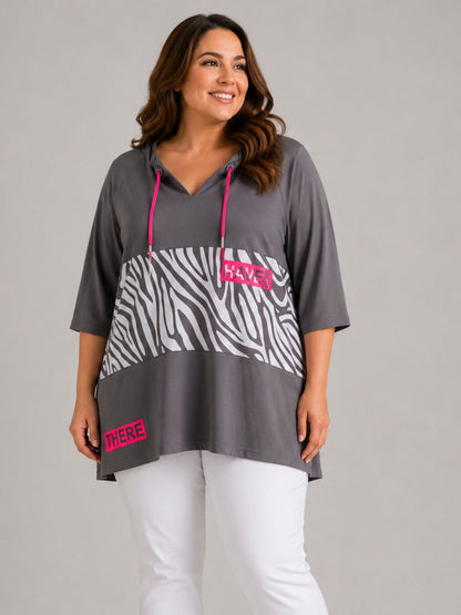 Doris Streich Shirt Zebra-Print mit Neon-Akzenten, große Größen