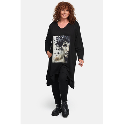 Frenzi4u Longtunika Art Soul Schwarz Print große Größen – Nickis XXL Fashion – Ansicht 3