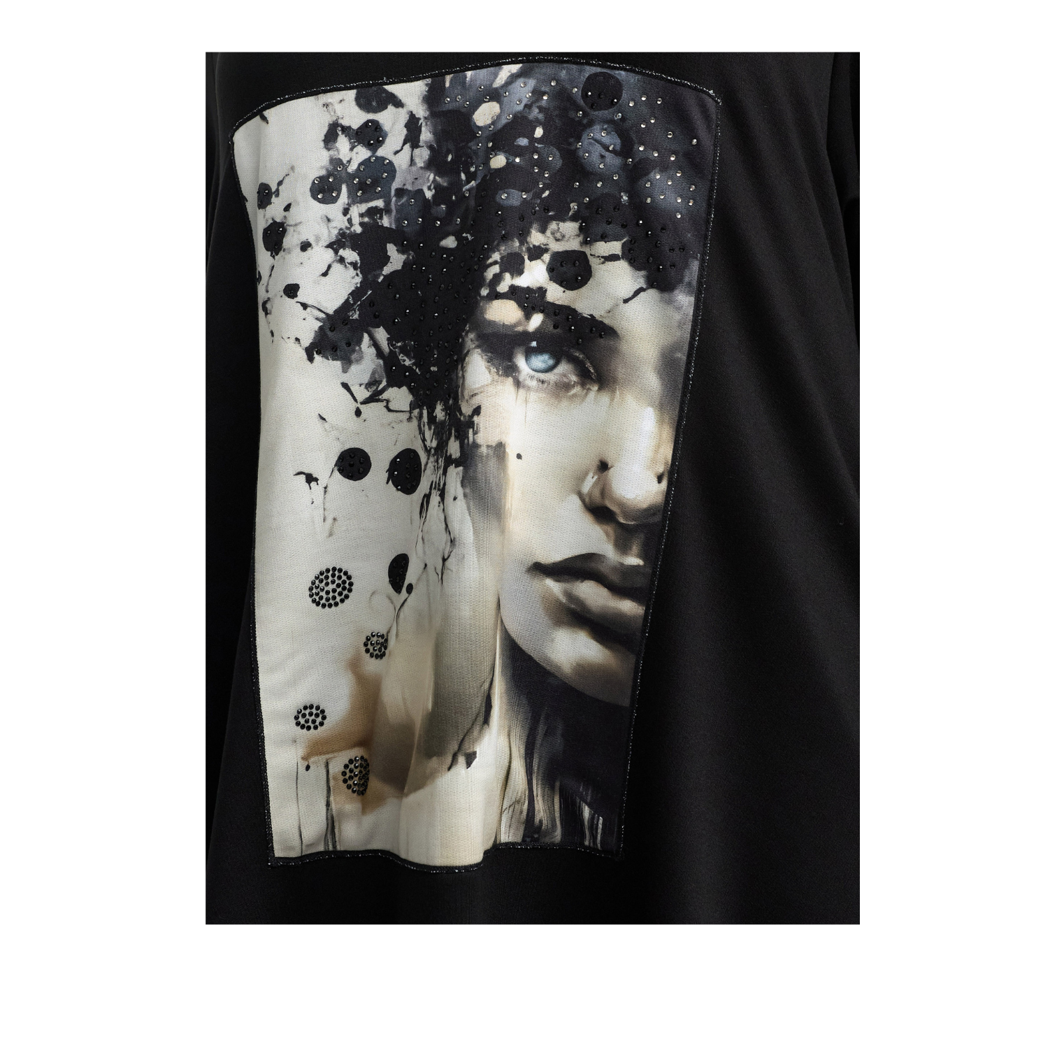 Frenzi4u Longtunika Art Soul Schwarz Print große Größen – Nickis XXL Fashion – Ansicht 2