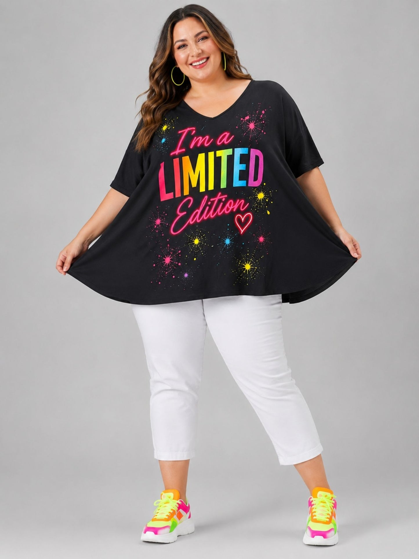 Frenzi Oversize Shirt "I'm a Limited Edition" Schwarz – Exklusiv-Print – Einheitsgröße 44–58