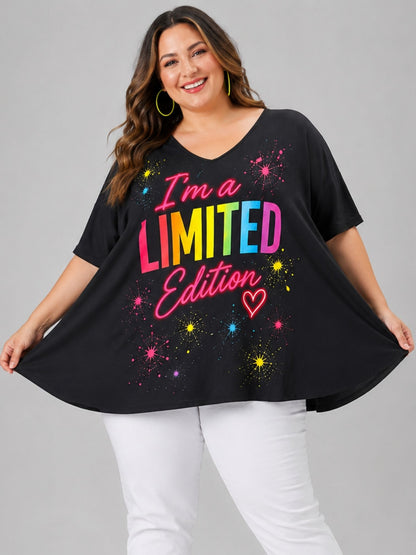 Frenzi Oversize Shirt "I'm a Limited Edition" Schwarz – Exklusiv-Print – Einheitsgröße 44–58